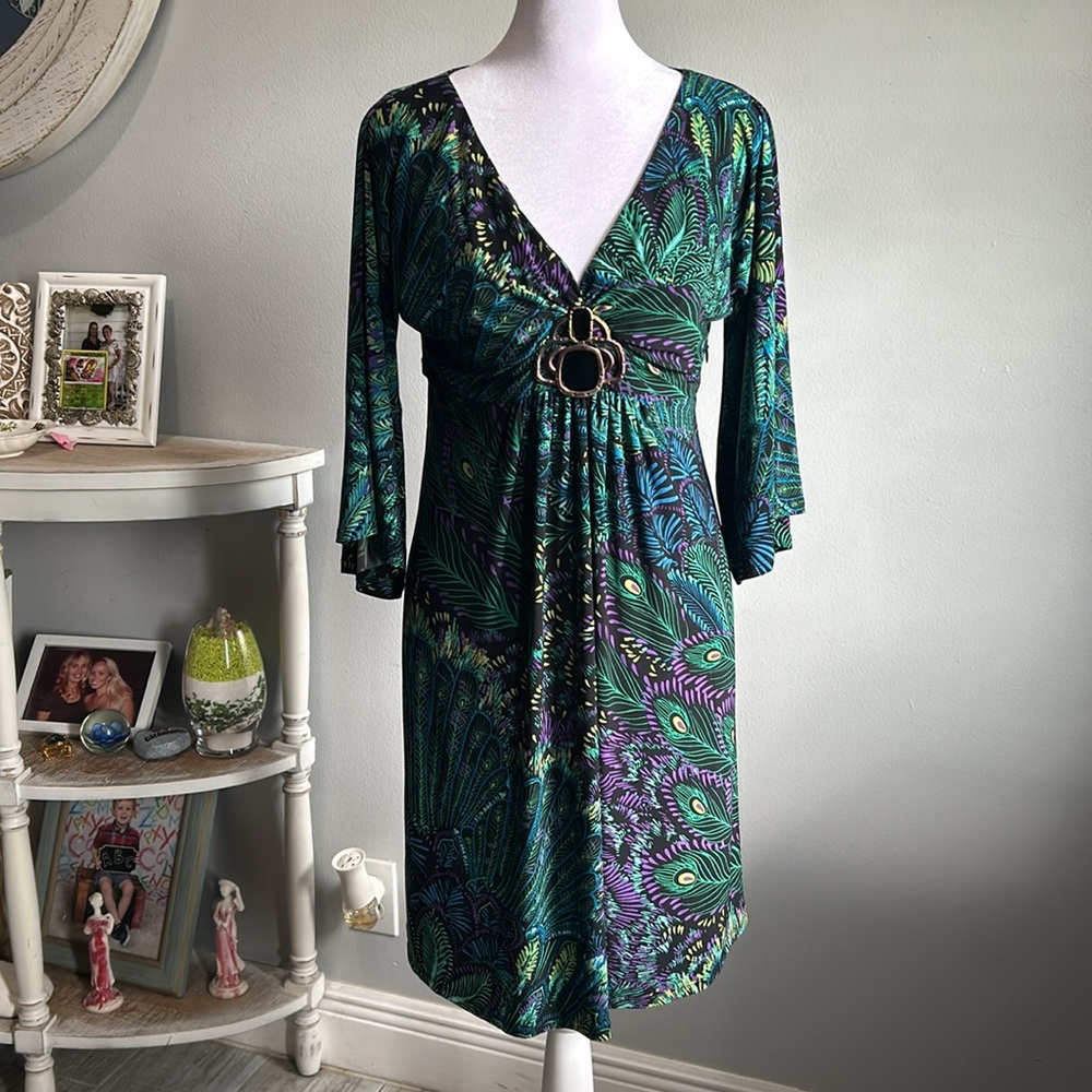 [Nine West] Peacock Pattern Dress - Size 2